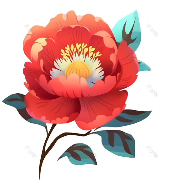 红色的花图片,格子元素,植物PNG,免抠素材